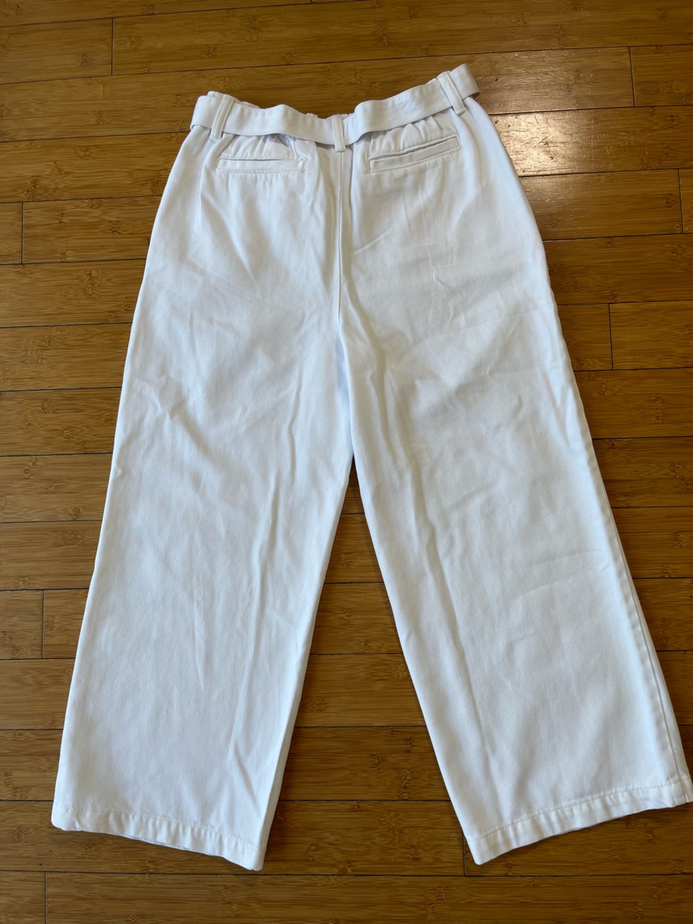 Lands' End White Wide-Leg Belted Paperbag Waist Pants - Picture 9 of 9
